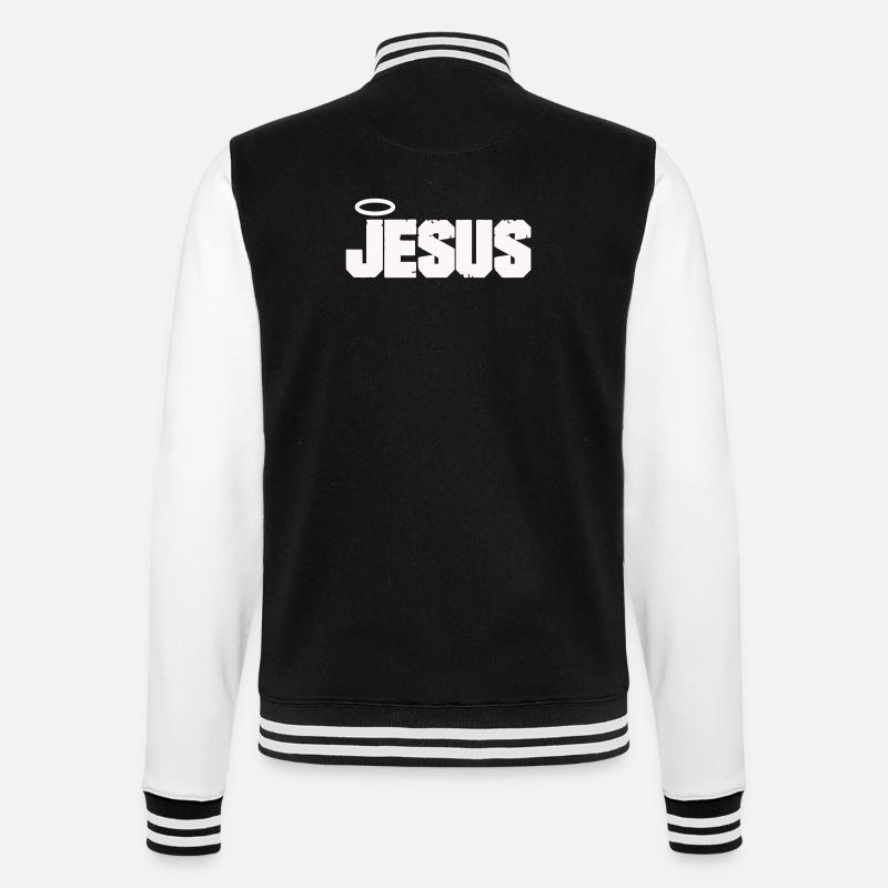 Jesus lettering with halo - College Sweat Jacket - black/white