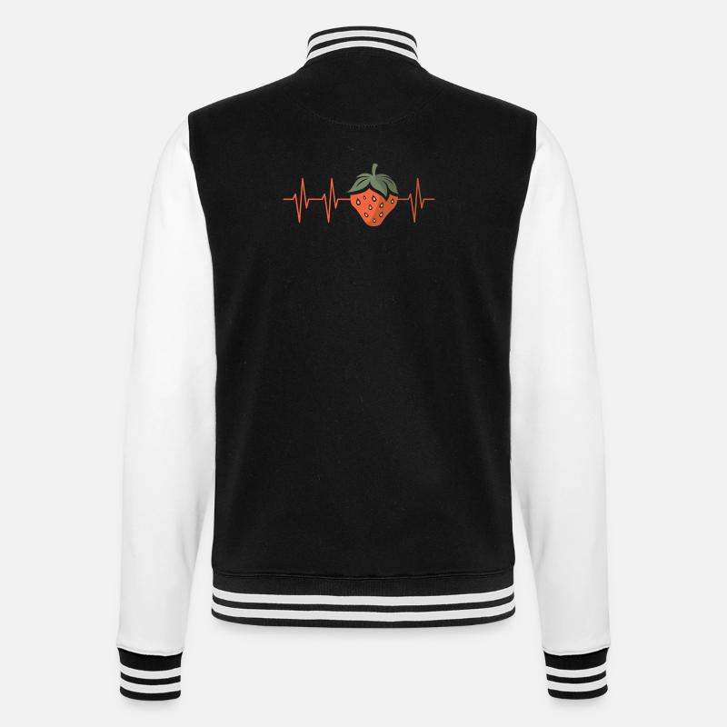 Strawberry with heartbeat in comic style - College Sweat Jacket - black/white