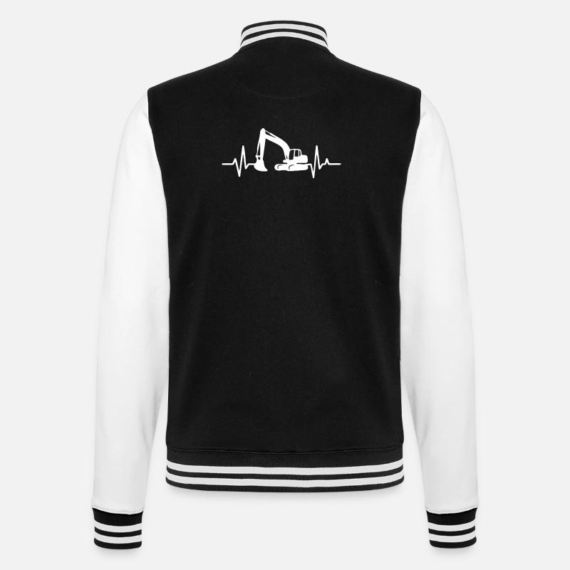 Construction Excavator Silhouette Design - College Sweat Jacket - black/white