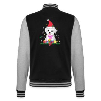 Hund Weihnachten. Weihnachtsgeschenk - College-Sweatjacke - Schwarz/Grau meliert - Hinten - Marisol (170cm)