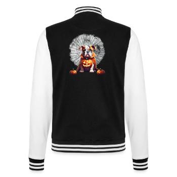 Bulldogge Halloween Hund HUNDE - College-Sweatjacke - Schwarz/Weiß - Hinten - Marisol (170cm)