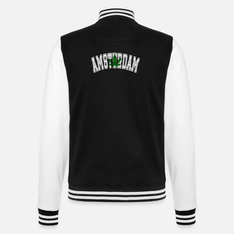 Amsterdam design with cannabis leaf - College Sweat Jacket - black/white