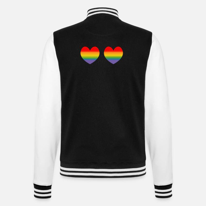Two rainbow hearts gradient - College Sweat Jacket - black/white