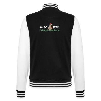 Wüde Henn Hendl Huhn Dialekt - College-Sweatjacke - Schwarz/Weiß - Hinten - Marisol (170cm)