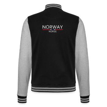 Norway - Norge - Norwegen - Flagge - Skandinavien - College-Sweatjacke - Schwarz/Grau meliert - Hinten - Marisol (170cm)