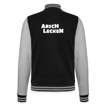 ARSCH LECKEN - College-Sweatjacke - Schwarz/Grau meliert - Hinten - Marisol (170cm)