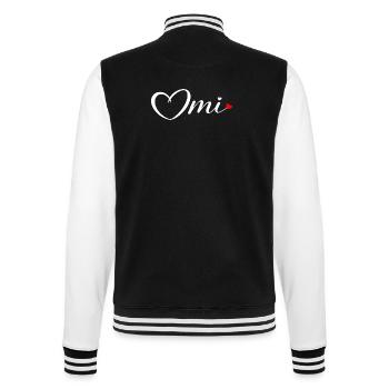 OmI Herzschrift mit rotem Akzent - College-Sweatjacke - Schwarz/Weiß - Hinten - Marisol (170cm)