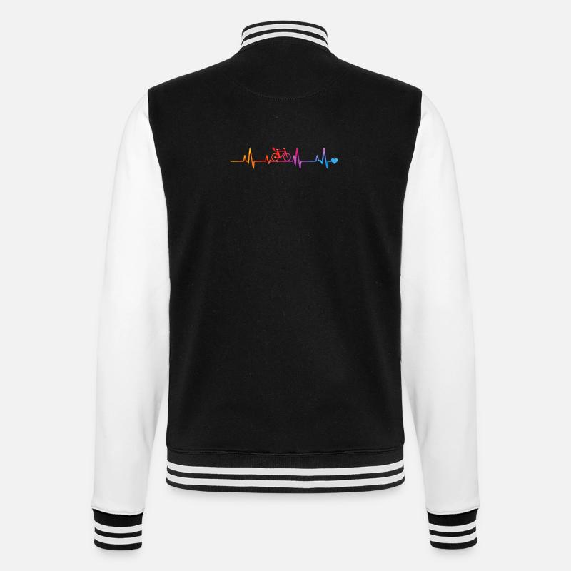 Rainbow Bicycle Pulse Lines - College Sweat Jacket - black/white
