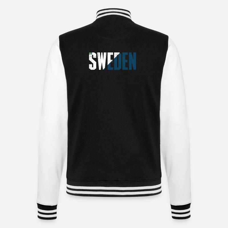 Sweden Bold Flag Typography - College Sweat Jacket - black/white