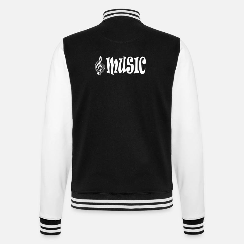 Musik - Klassischer Retro-Typografie-Stil - College-Sweatjacke - Schwarz/Weiß