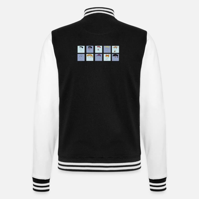 Sammlung gestresster Männer - College-Sweatjacke - Schwarz/Weiß
