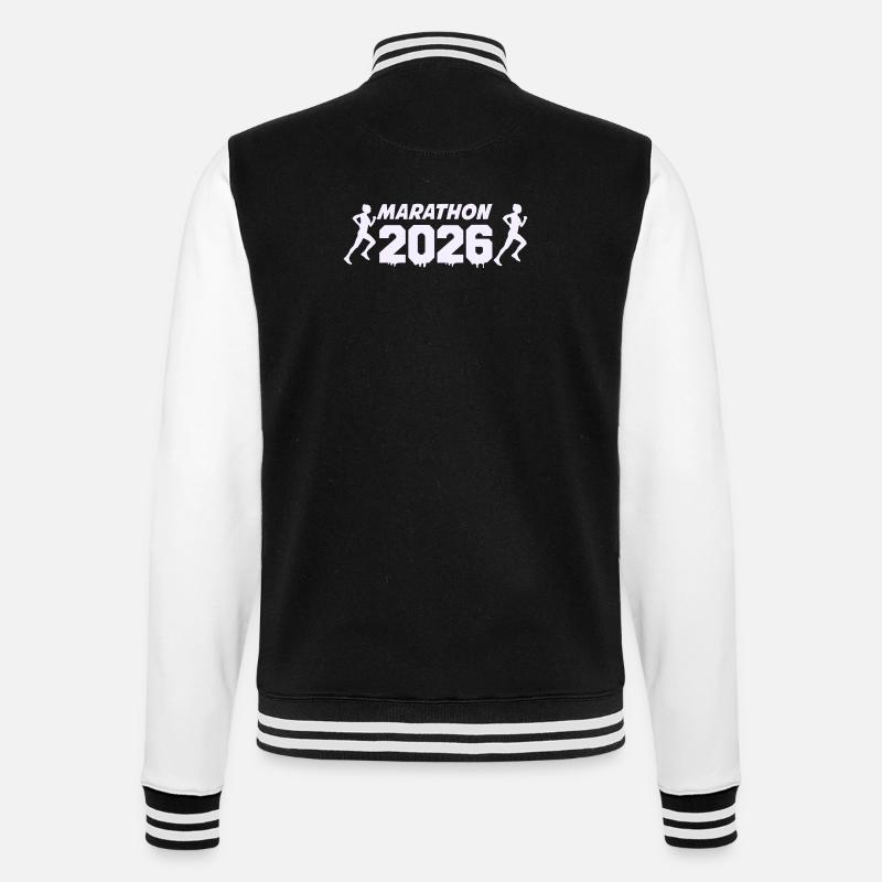 Marathon 2026 Runner Silhouette Design - College Sweat Jacket - black/white
