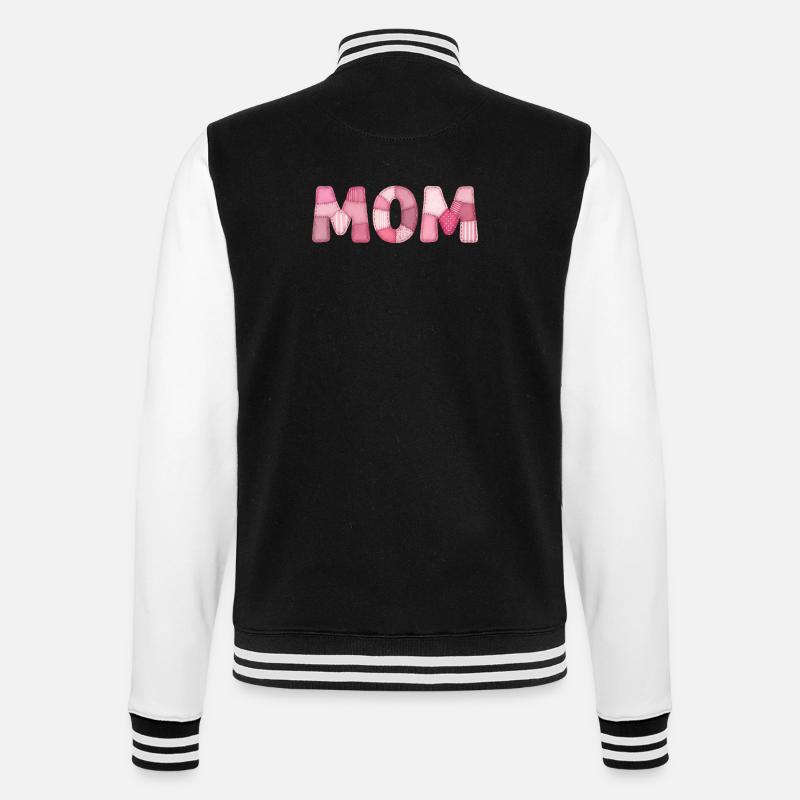 Mom Rosa Patchwork Mutter Motiv - College-Sweatjacke - Schwarz/Weiß