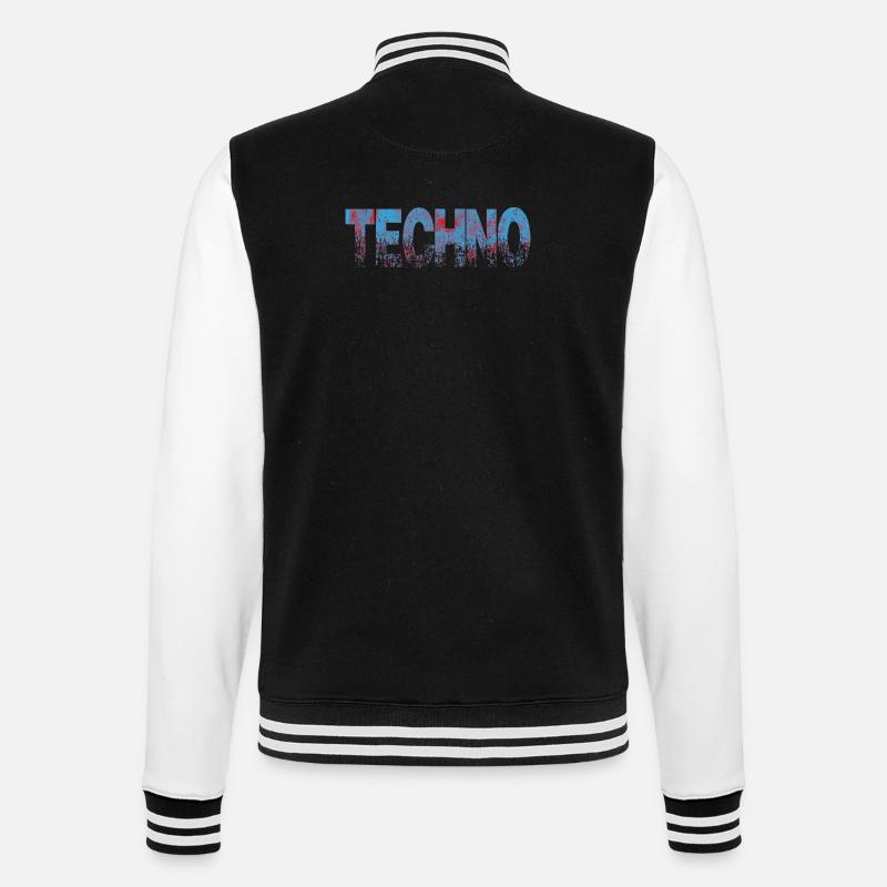 Techno Distressed Text Art - College-Sweatjacke - Schwarz/Weiß