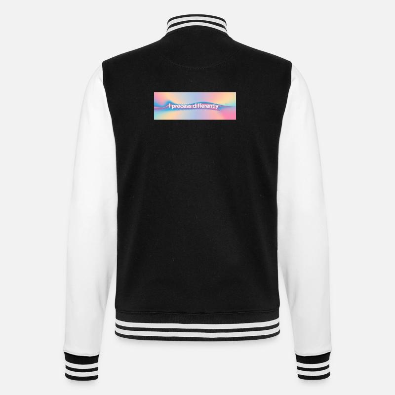 I process differently - College Sweat Jacket - black/white