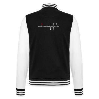 R Pulse ECG Beat Design - College Sweat Jacket - black/white - Back - Marisol (170cm)
