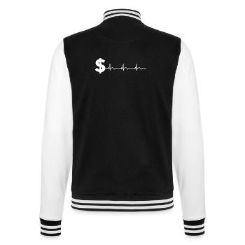 Dollar Zeichen $ EKG Herzschlag - College-Sweatjacke - Schwarz/Weiß - Hinten - Marisol (170cm)