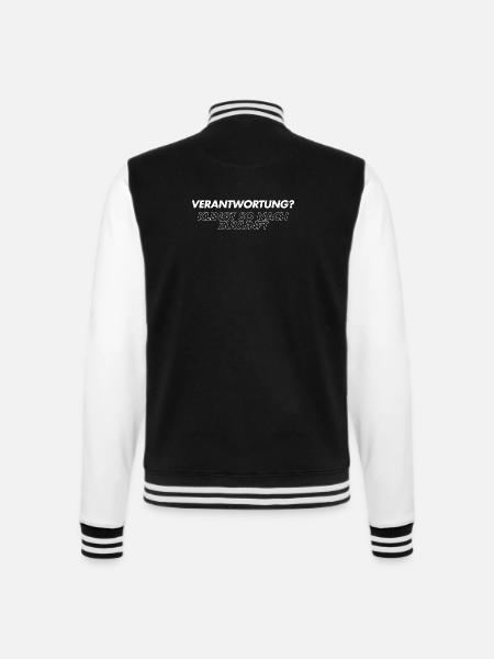 Verantwortung. Klingt so nach Zukunft - College-Sweatjacke - Schwarz/Weiß