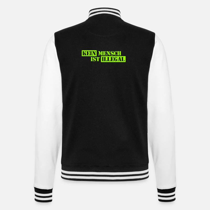 No One Is Illegal - Migration - Illegality - College Sweat Jacket - black/white