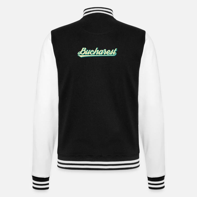 Bucharest Retro Script - College Sweat Jacket - black/white