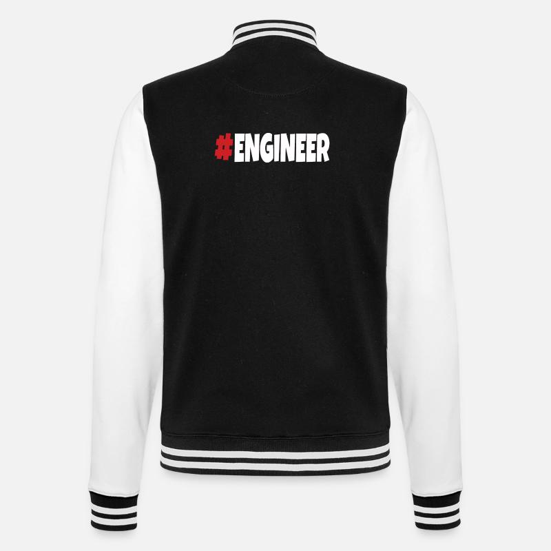 #engineer red&white - College Sweat Jacket - black/white