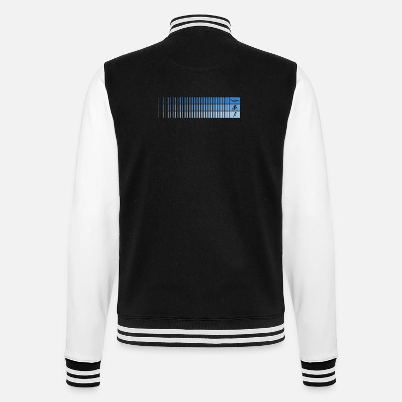Dégradé azur code-barres oiseau - Veste Teddy - noir/blanc
