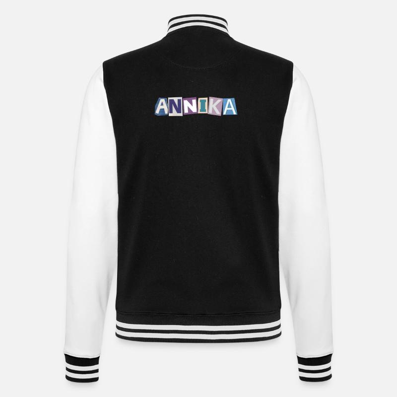 Annika Mädchenname Geschenk Herz Design - College-Sweatjacke - Schwarz/Weiß