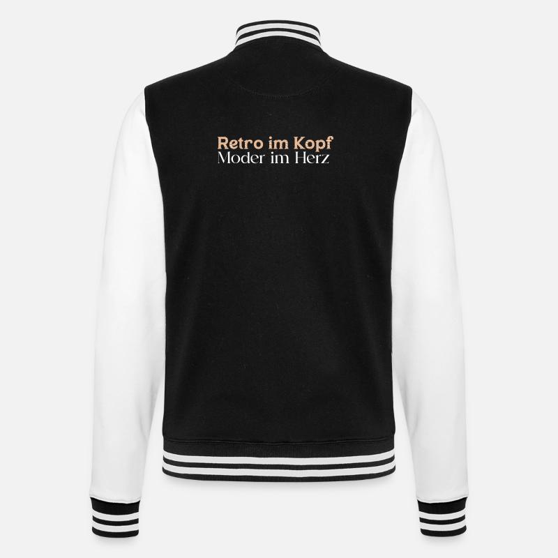 retro im kopf - College-Sweatjacke - Schwarz/Weiß
