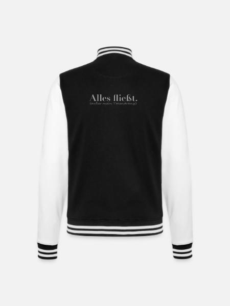 Fehlender Tatendrang im Fluss des Lebens - College-Sweatjacke - Schwarz/Weiß