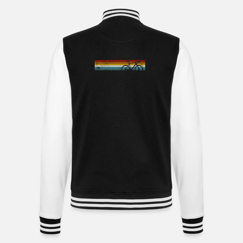 Rainbow Stripe Bicycle Silhouette - College Sweat Jacket - black/white