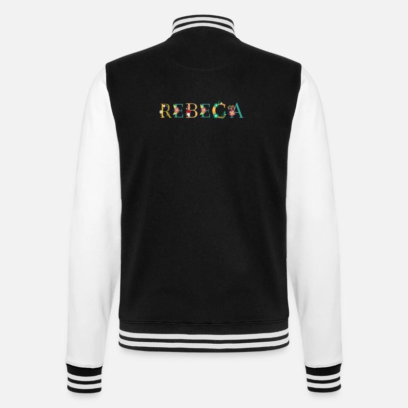 REBECA Name mit Blumen geschmückt - College-Sweatjacke - Schwarz/Weiß