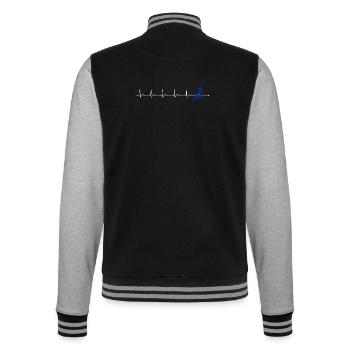 ECG Pulse and Blue Spider Motif - College Sweat Jacket - black/heather grey - Back - Marisol (170cm)