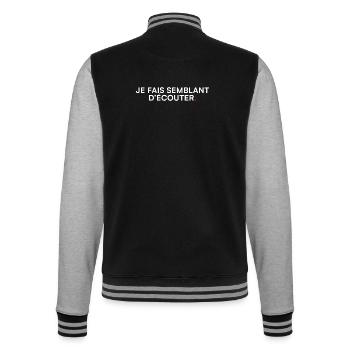 I pretend to listen to office humor - College Sweat Jacket - black/heather grey - Back - Marisol (170cm)