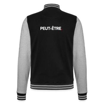 MAYBE | Minimalist humor expression - College Sweat Jacket - black/heather grey - Back - Marisol (170cm)