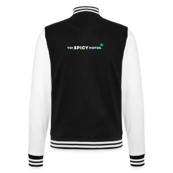 Yo ! Épicé. | Déclaration rétro sur le streetwear - Veste Teddy - noir/blanc - Dos - Marisol (170cm)