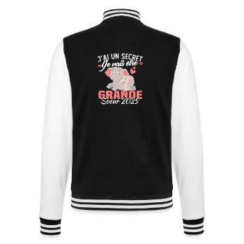 J'ai un secret Je Vais Être Grande Soeur 2025 - Veste Teddy - noir/blanc - Dos - Marisol (170cm)