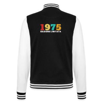 1975 Vintage Retro Anniversary - College Sweat Jacket - black/white - Back - Marisol (170cm)