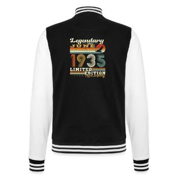 Juni 1935 Vintage Geburtstagsgeschenk Retro - College-Sweatjacke - Schwarz/Weiß - Hinten - Marisol (170cm)