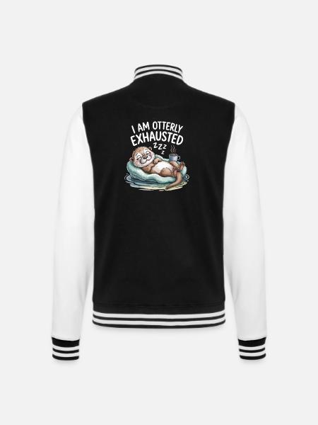 Komisch, ich bin schrecklich erschöpft - College-Sweatjacke - Schwarz/Weiß