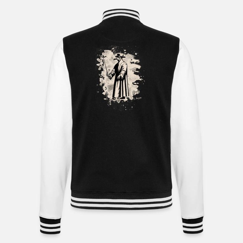 Dr. Schnabel – Pestarzt - bleached white - College-Sweatjacke - Schwarz/Weiß