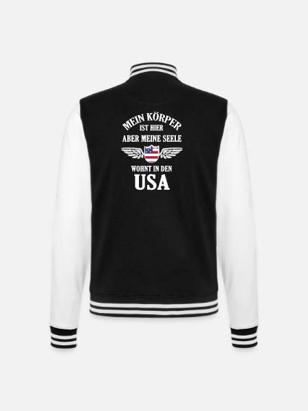 Heimat in den USA – Wo meine Seele zuhause ist - College-Sweatjacke - Schwarz/Weiß