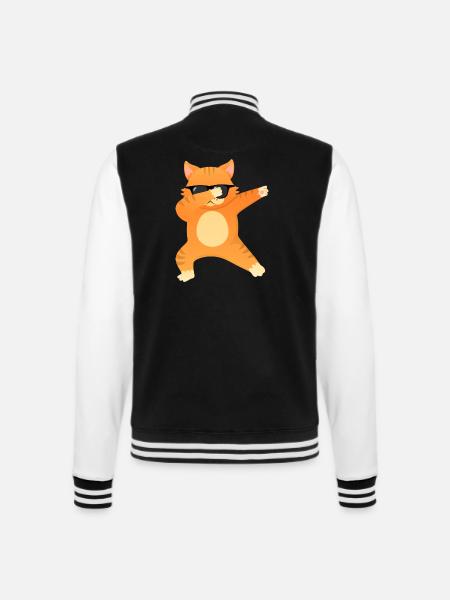 Cat With Sunglasses Dab Dance - Cool Gift - College-Sweatjacke - Schwarz/Weiß