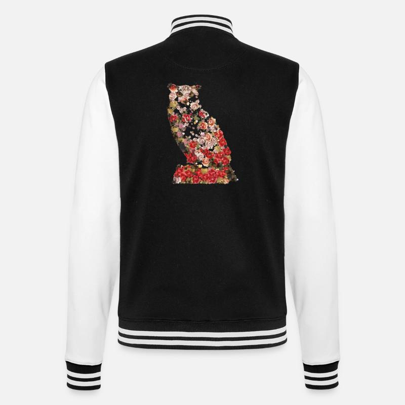 Portrait der großen Vintage Eule. Eule, Eule - College-Sweatjacke - Schwarz/Weiß