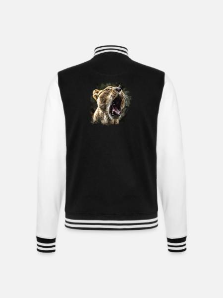 Löwin Löwenkopf - College-Sweatjacke - Schwarz/Weiß