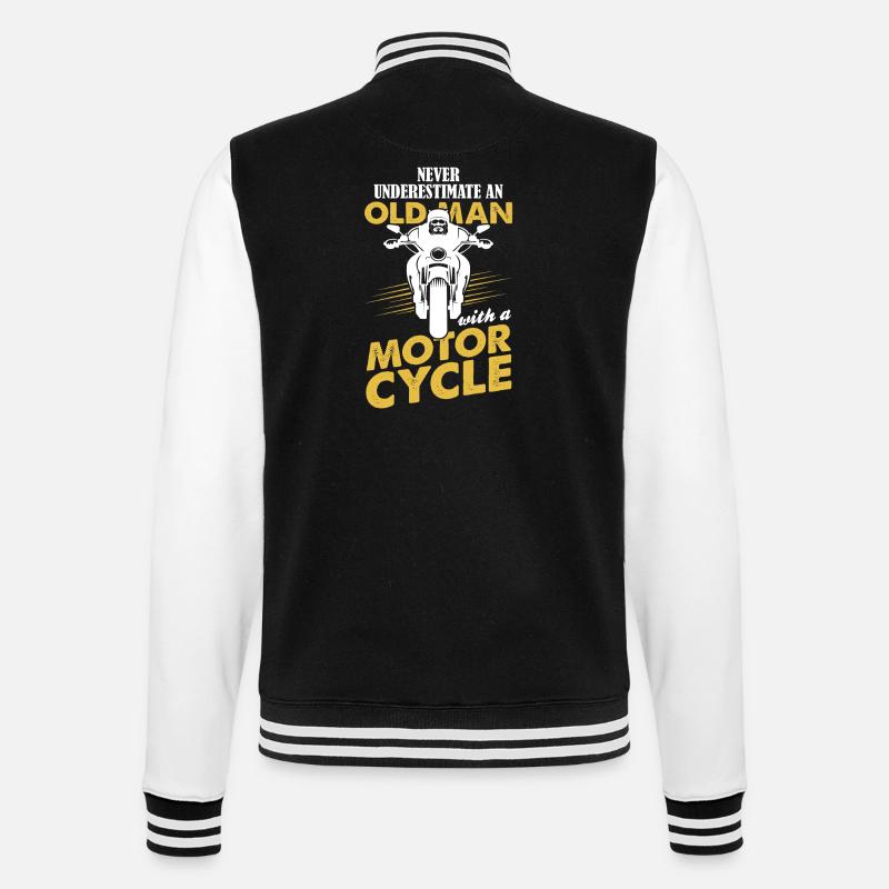 Never Underestimate An Old Man With A Motor Cycle - College Sweat Jacket - black/white