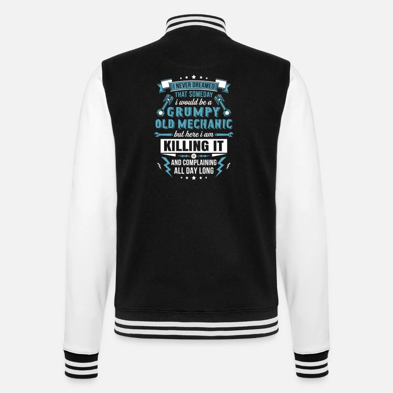 Grumpy Old Mechanic - College Sweat Jacket - black/white