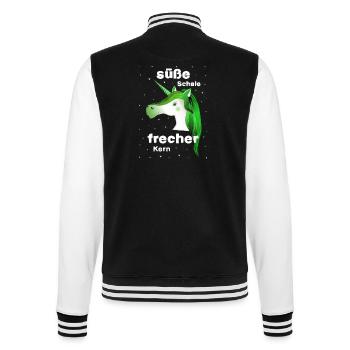grünes Einhorn frecher süß - College-Sweatjacke - Schwarz/Weiß - Hinten - Marisol (170cm)