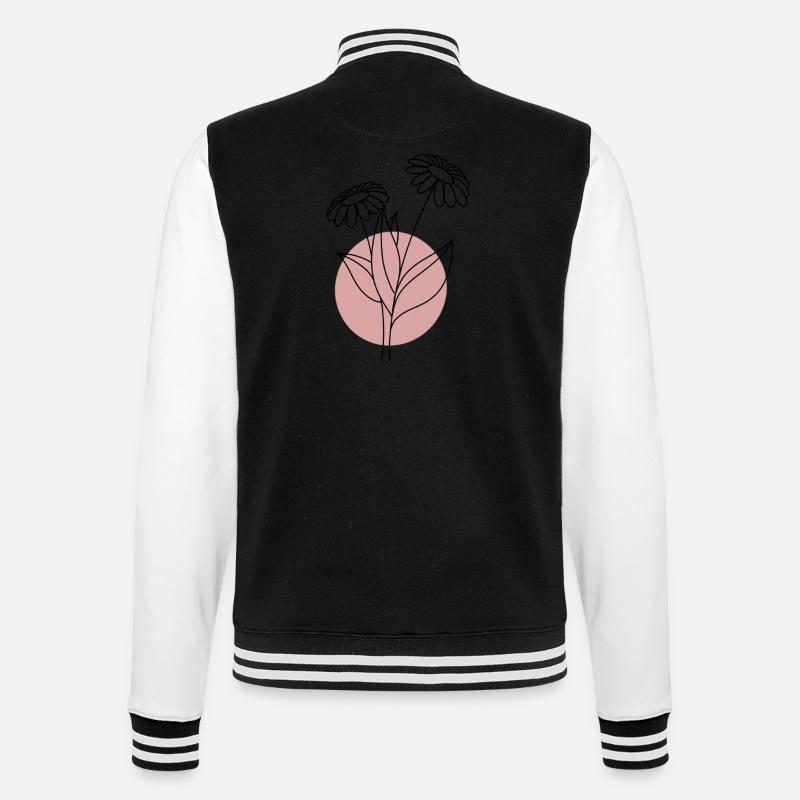 Fleur avec cercle rose - Veste Teddy - noir/blanc