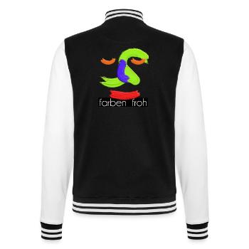 farbenfroh 5 weiss mit balken schw groß - College-Sweatjacke - Schwarz/Weiß - Hinten - Marisol (170cm)