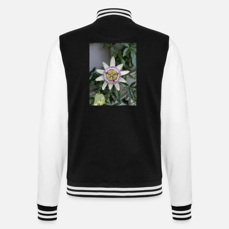 Passiflora fleur de Fruit de la Passion - Veste Teddy - noir/blanc